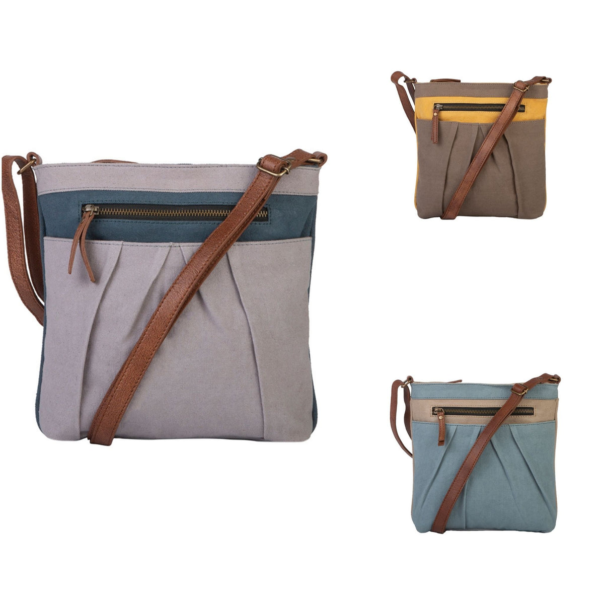 Mona B. Isla Up-cycled And Re-cycled Canvas Cross-body Bag With Vegan ...