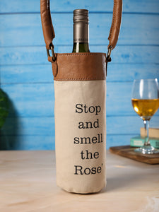 STOP AND SMELL Up-Cycled Canvas Wine Bag M-6558