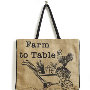 Farmer's Market Women's Burlap Tote Bag, B-521