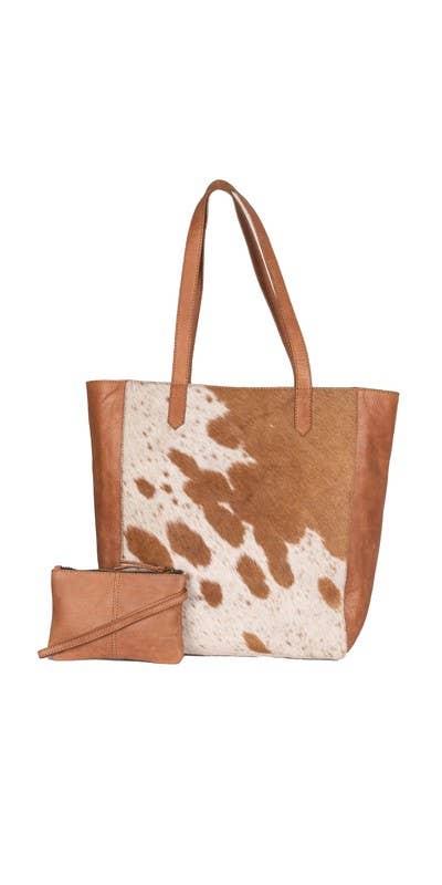 NWT Leather MULTI selling PATCH COWHIDE TOTE BAG